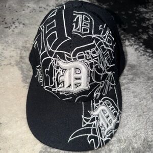 Black and White Embroidered Cap Detroit